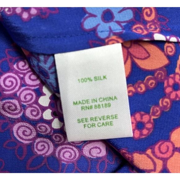 Lilly Pulitzer Raleigh Silk Tie Neck Tank Top Blouse Size XS Secret Snail Blue - Picture 7 of 7